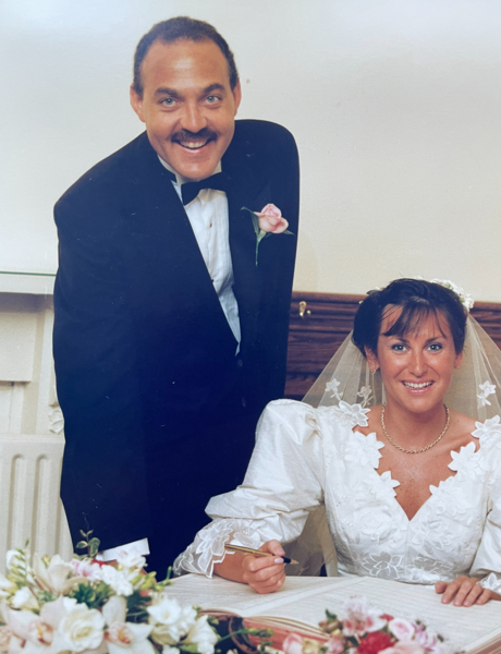 Noel Williams and Emma Meagher on their wedding day in 1988